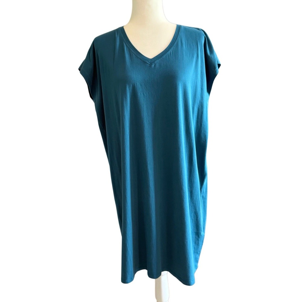Eileen Fisher Cotton Stretch Jersey Knit V Neck Soft Minimalist Classic Medium